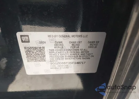 2025 Chevrolet Malibu Fwd 1Lt from USA, damaged, VIN 1G1ZD5ST3SF148717